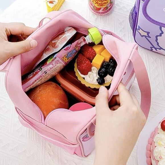 Kawaii Bear Styled Insulated‎ Lunch Bag Pink Cute Anime Lunch Box - Picture 3 of 4